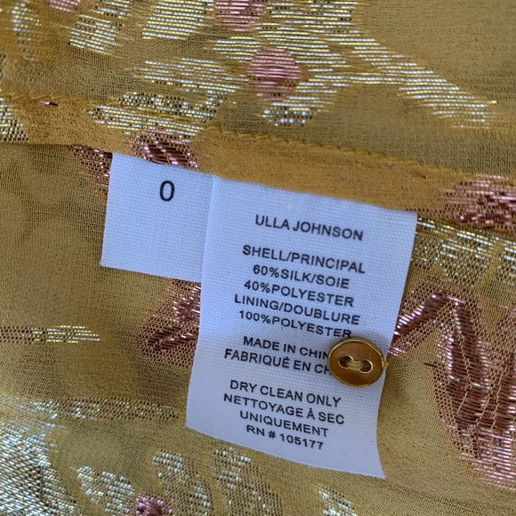 NEW Ulla Johnson Aster Blouse *Citrine* Floral Metallic Silk Blend Sz 0 - Picture 15 of 15